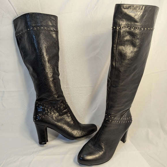 Johnston and Murphy Stylish High Black Studded Boot size 7M - Picture 2 of 16
